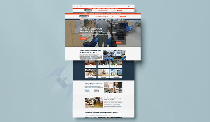 Restorepro reconstruction knoxville website mockup
